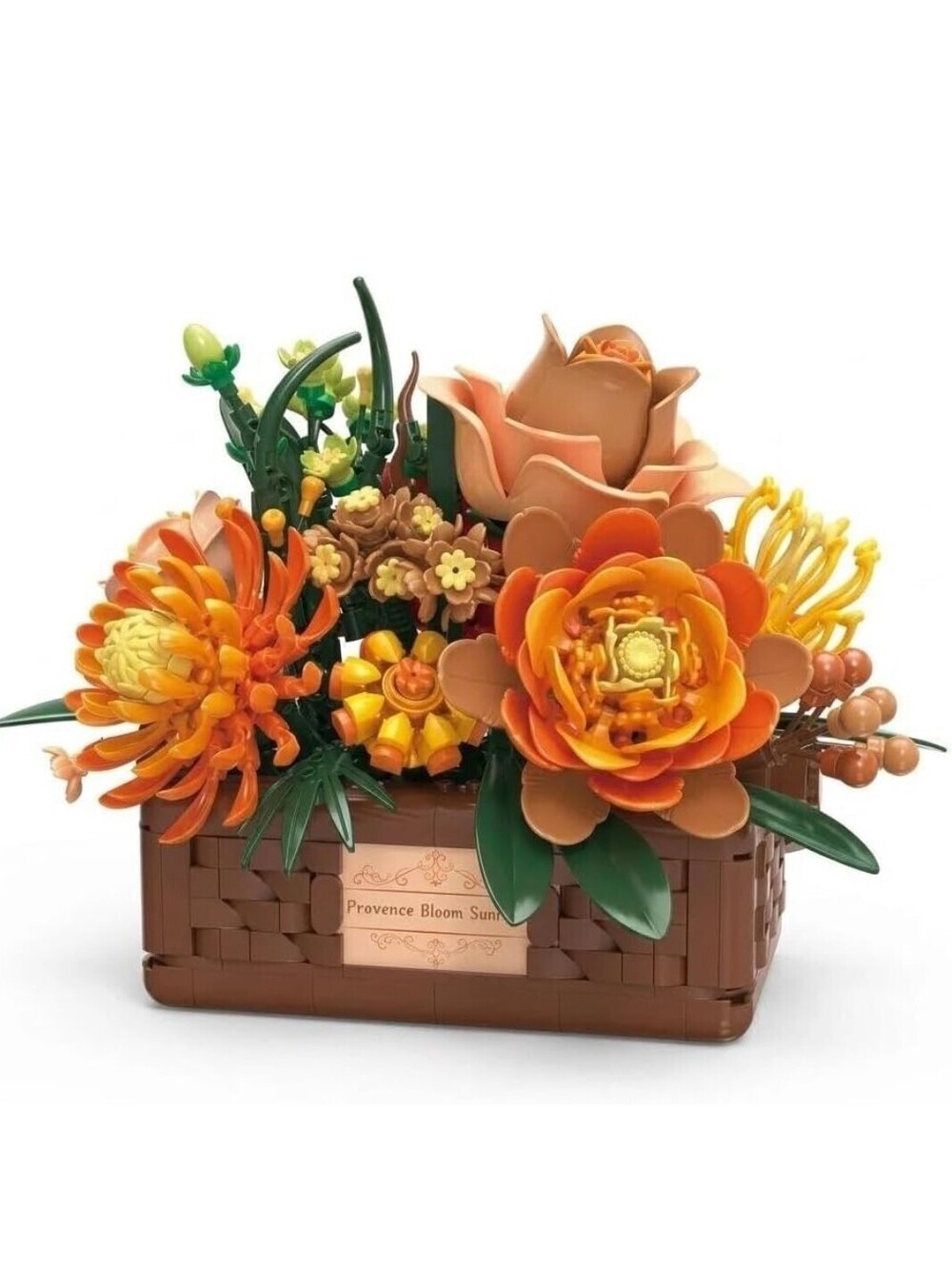 Provence Bloom Sunrise Flower Basket Building Set 1312PCS Warm Tone Floral Decor
